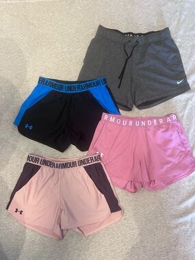 Under Armour & Nike Women’s Athletic Short Lot— Pink, Black/Blue, Gray